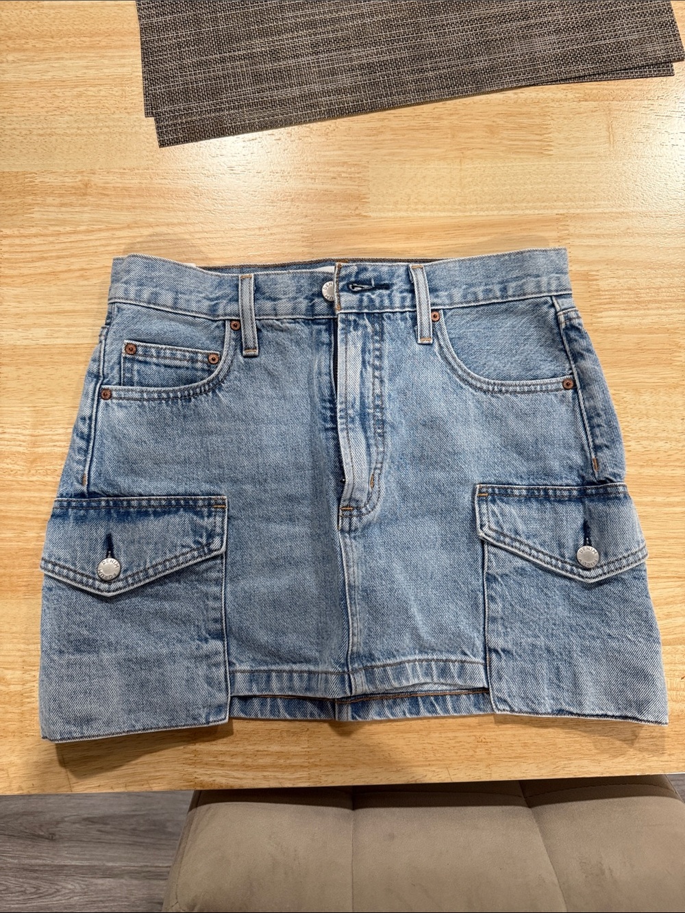 Denim Forum Light Blue Cargo Pocket Mini Skirt